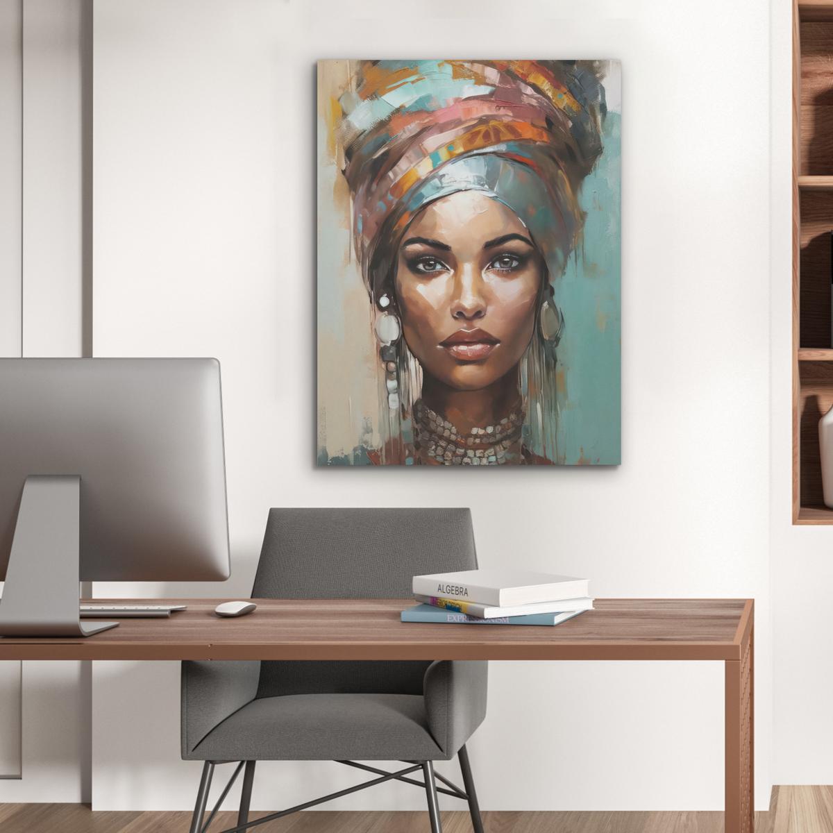 AKUSTIKBILD Frau - Kunst - Schmuck - Porträt Wandbilder 60x80 cm - Blaugrau, Kunststoff (60/80/0.9cm) - MuchoWow