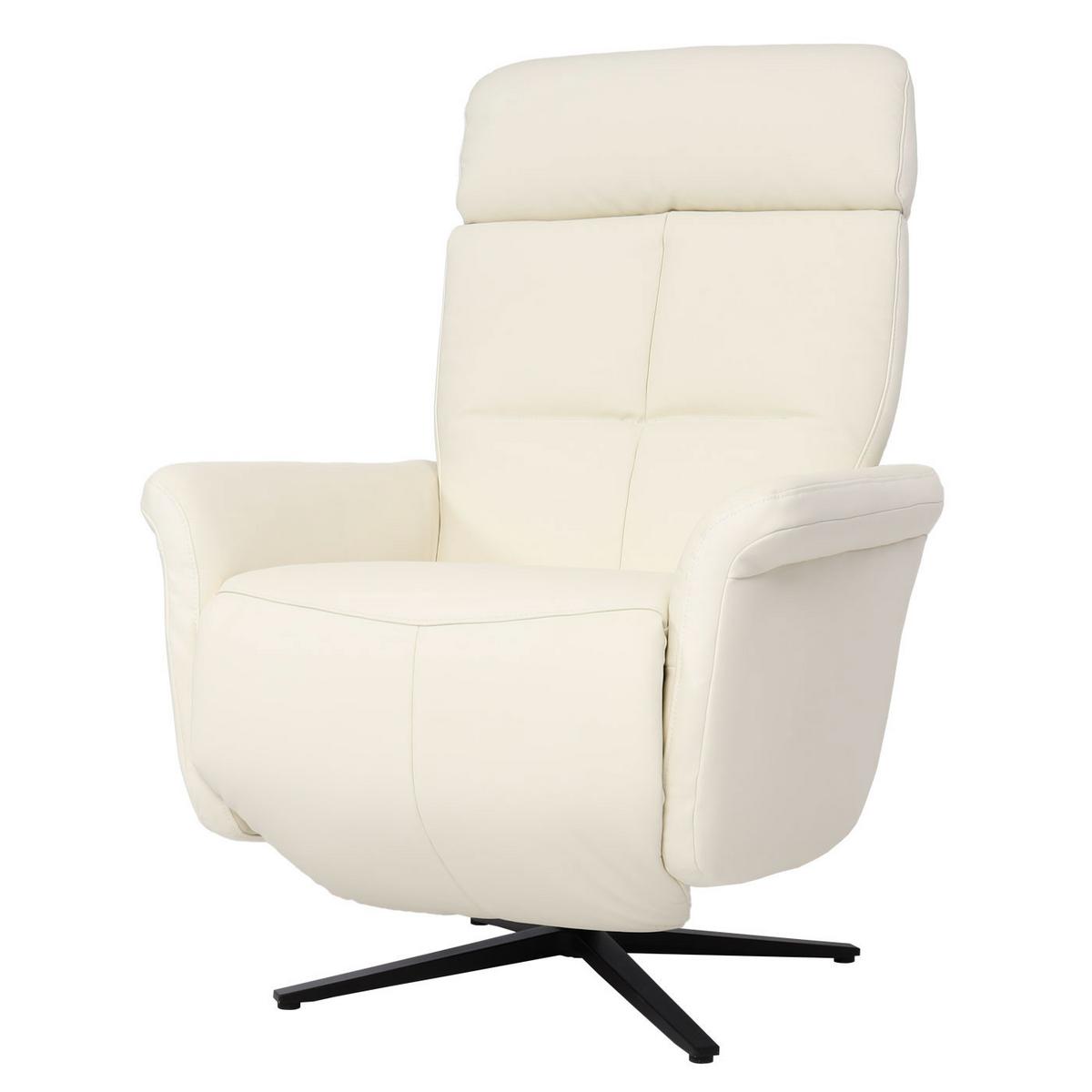 RELAXSESSEL Cremeweiß - Creme/Weiß, Leder (76/110/153cm) - MCW