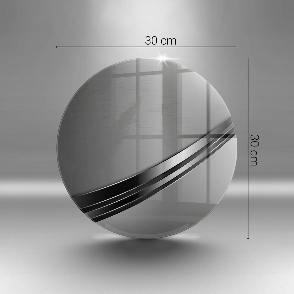 GLASPLATTE Ø 30 cm Metall Abstraktion Struktur - Edelstahlfarben, Glas (30/30cm) - Wallfluent