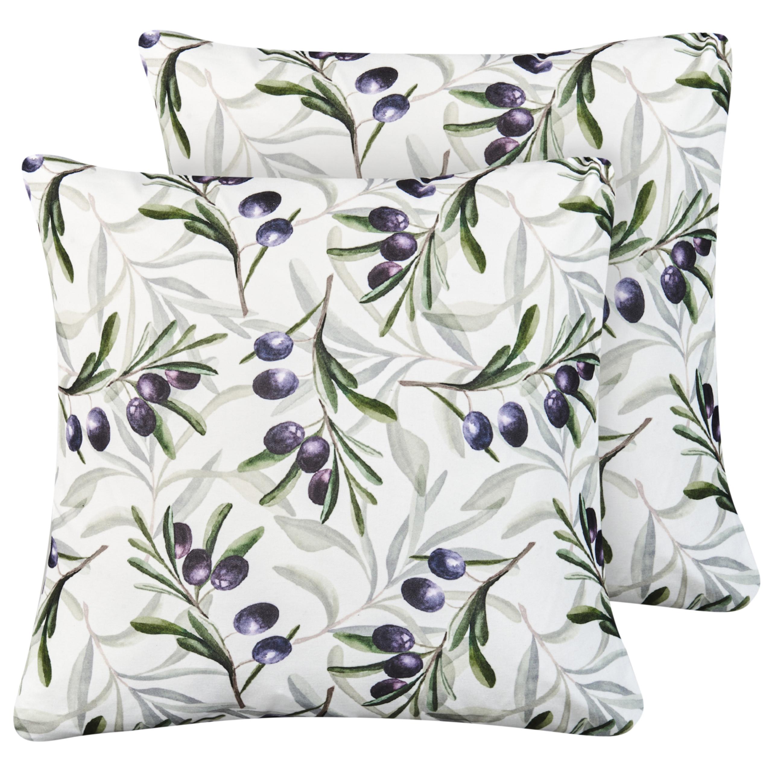 GARTENKISSEN 2er-Set Bunt 45/45 cm Tranqui - Multicolor/Weiß, Textil (45/12/45cm) - Beliani
