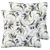 GARTENKISSEN 2er-Set Bunt 45/45 cm Tranqui - Multicolor/Weiß, Textil (45/12/45cm) - Beliani