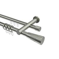 GARDINENSTANGE RUNDROHR-INNENLAUF Platon Tanara 280 cm (geteilt in 2 x 140 cm), 2-läufig, 20 mm Ø Edelstahl-Optik - Edelstahlfarben/Silberfarben, Metall (280cm) - INTERDECO