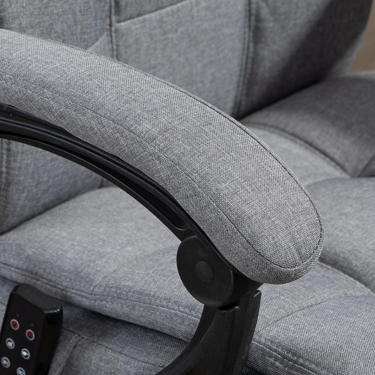BÜROSTUHL mit Massagefunktion, Ergonomisch Schreibtischstuhl mit Lendenheizung - Grau, Kunststoff (76/124/66cm) - Vinsetto