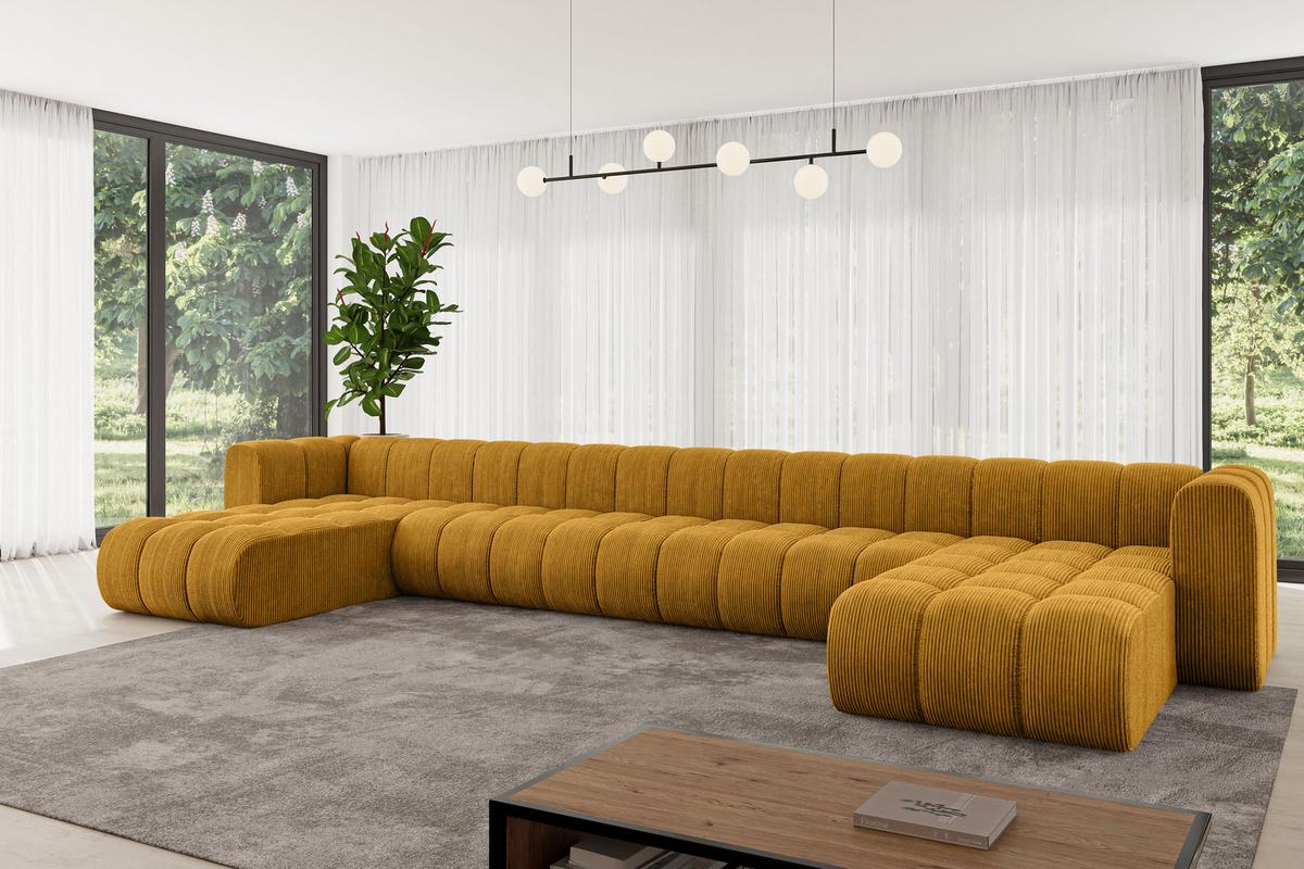 WOHNLANDSCHAFT modulares Sofa Joren-U3 - 501x177x70 cm Senfgelb - Currygelb, Holzwerkstoff/Textil (501/70/177cm) - ALTDECOR