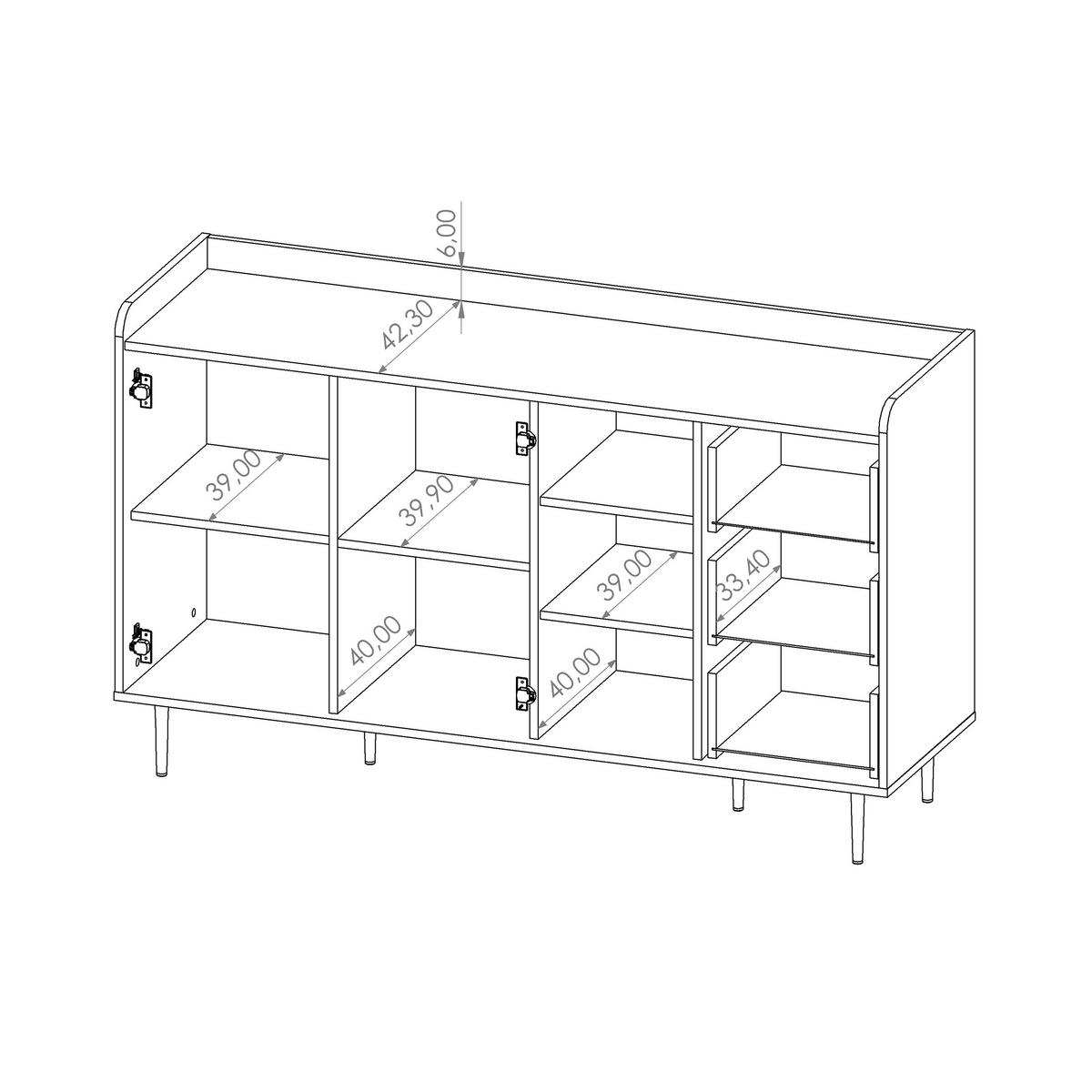KOMMODE Vasilia mit 2 Türen und 3 Schubladen, Brandy Castello - Eichefarben, Holzwerkstoff (150/90/45cm) - Beautysofa