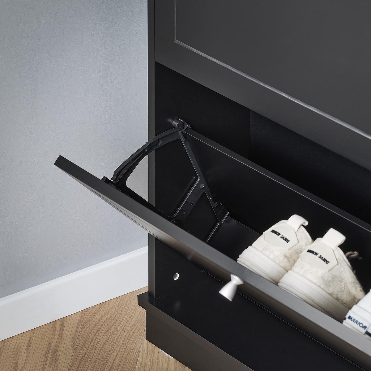 SCHUHSCHRANK Schwarz - Schwarz, Holzwerkstoff (76/79/18cm) - SoBuy