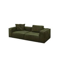 SOFA CARMO Grün Leder - Schwarz/Olivgrün, Leder/Kunststoff (266/68/118cm) - KAWOLA