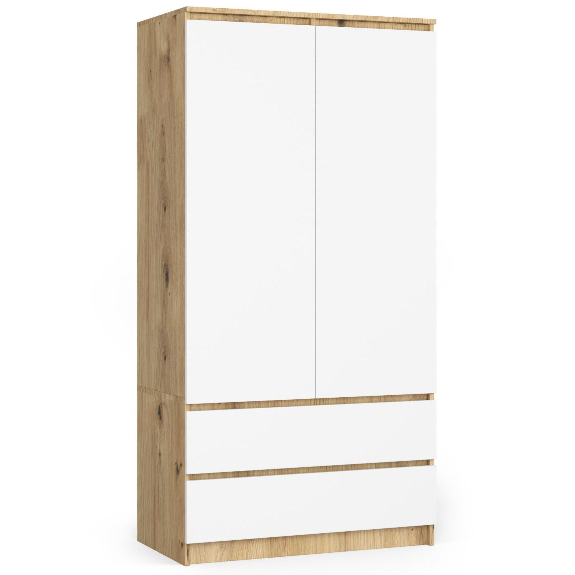 KLEIDERSCHRANK Eiche Artisan, Weiß 180/90/51 - Eiche Artisan/Weiß, Holzwerkstoff (90/180/51cm) - RAUMHIRSCH FURNITURE