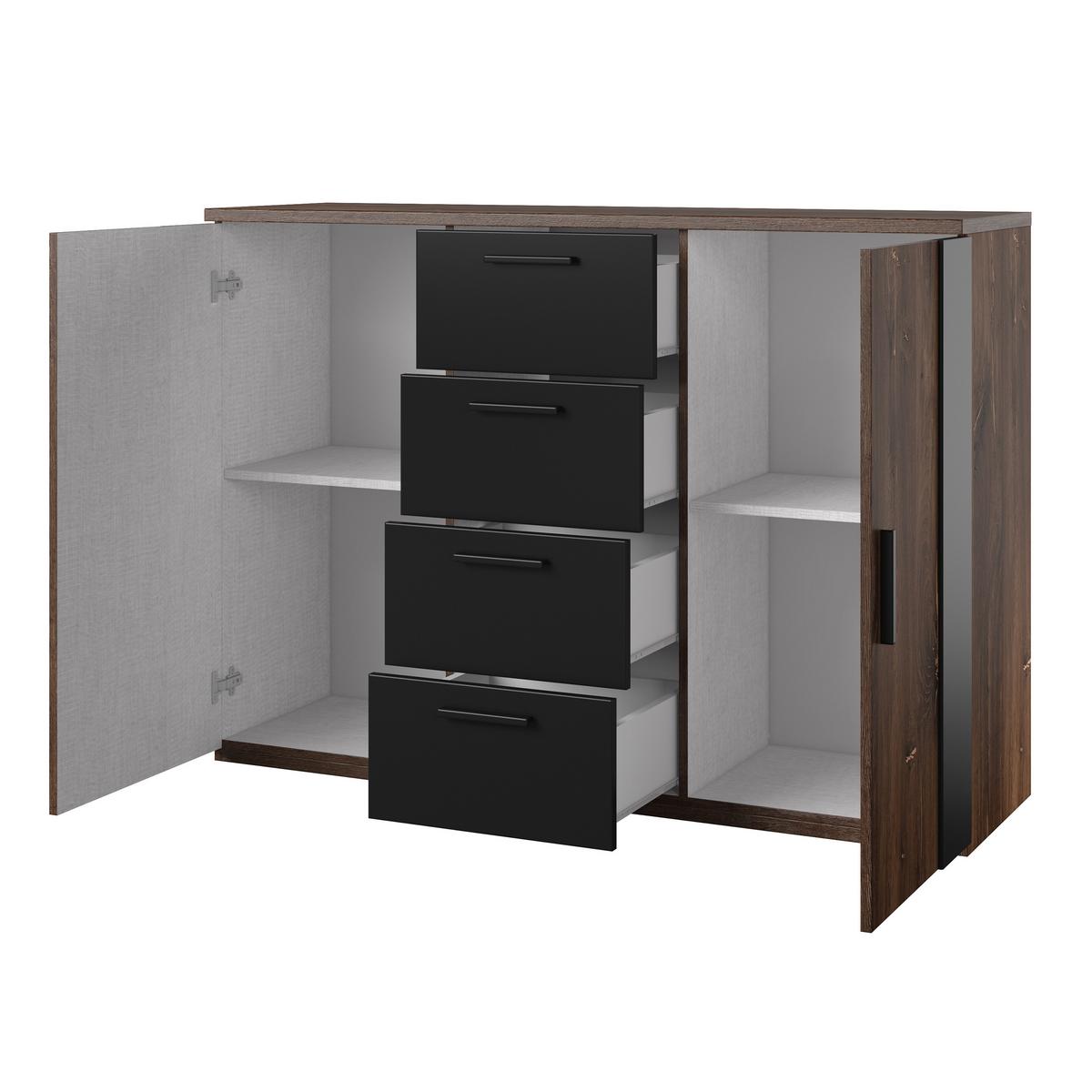 SIDEBOARD SIGNORA 132/94/40 cm mit 4 Schubladen und 2 Türen Eichefarben - Eichefarben, Holzwerkstoff (132/94/40cm) - MASSENO