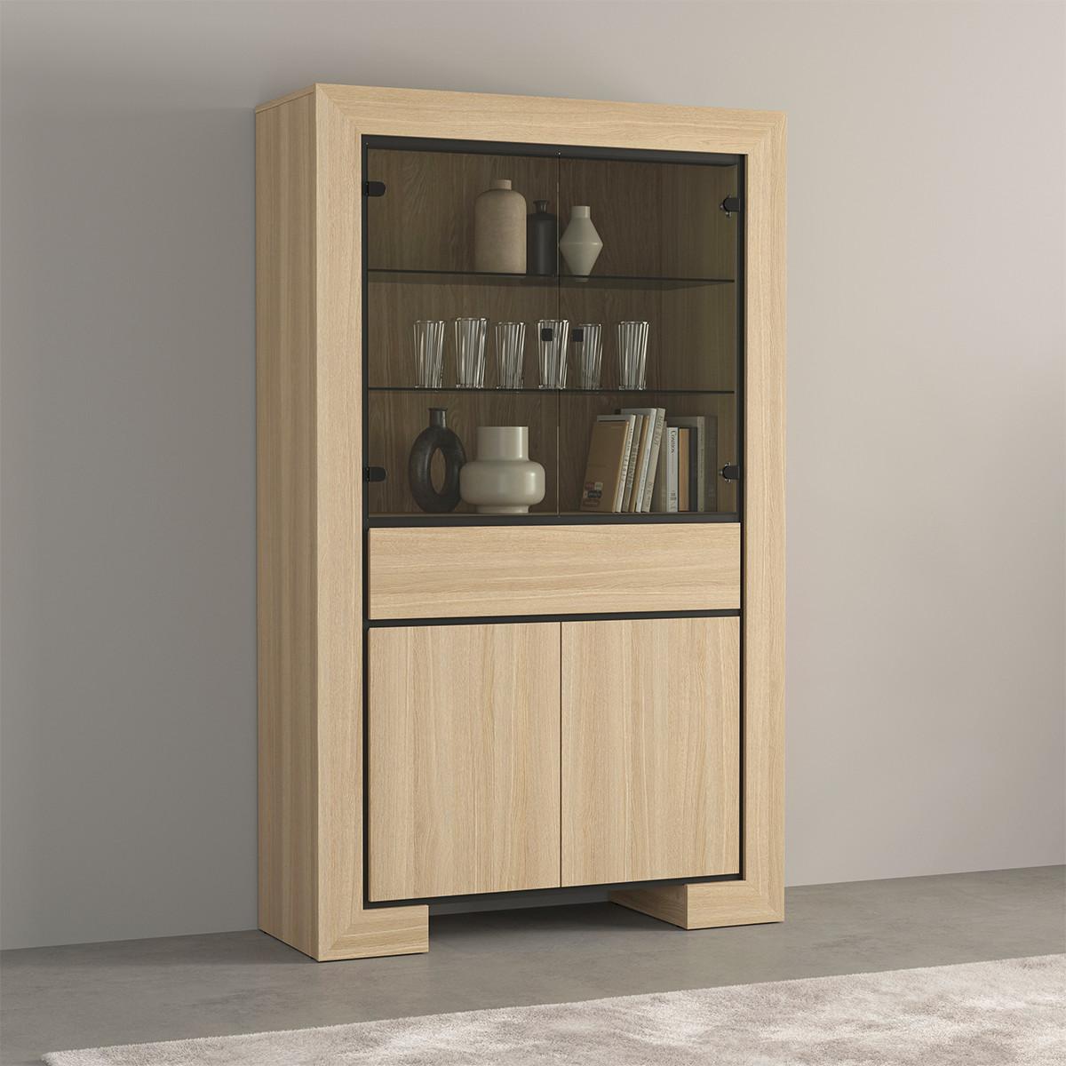 GESCHIRRSCHRANK Lucius Holz und Schwarz - Schwarz, Holzwerkstoff (113/185/41cm) - Petits-meubles