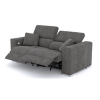 SOFA QUARTZ 3-Sitzer mit 2 Relaxfunktionen, dunkelgrau - Dunkelgrau/Silberfarben, Holzwerkstoff/Textil (204/80/102cm) - Wozimo