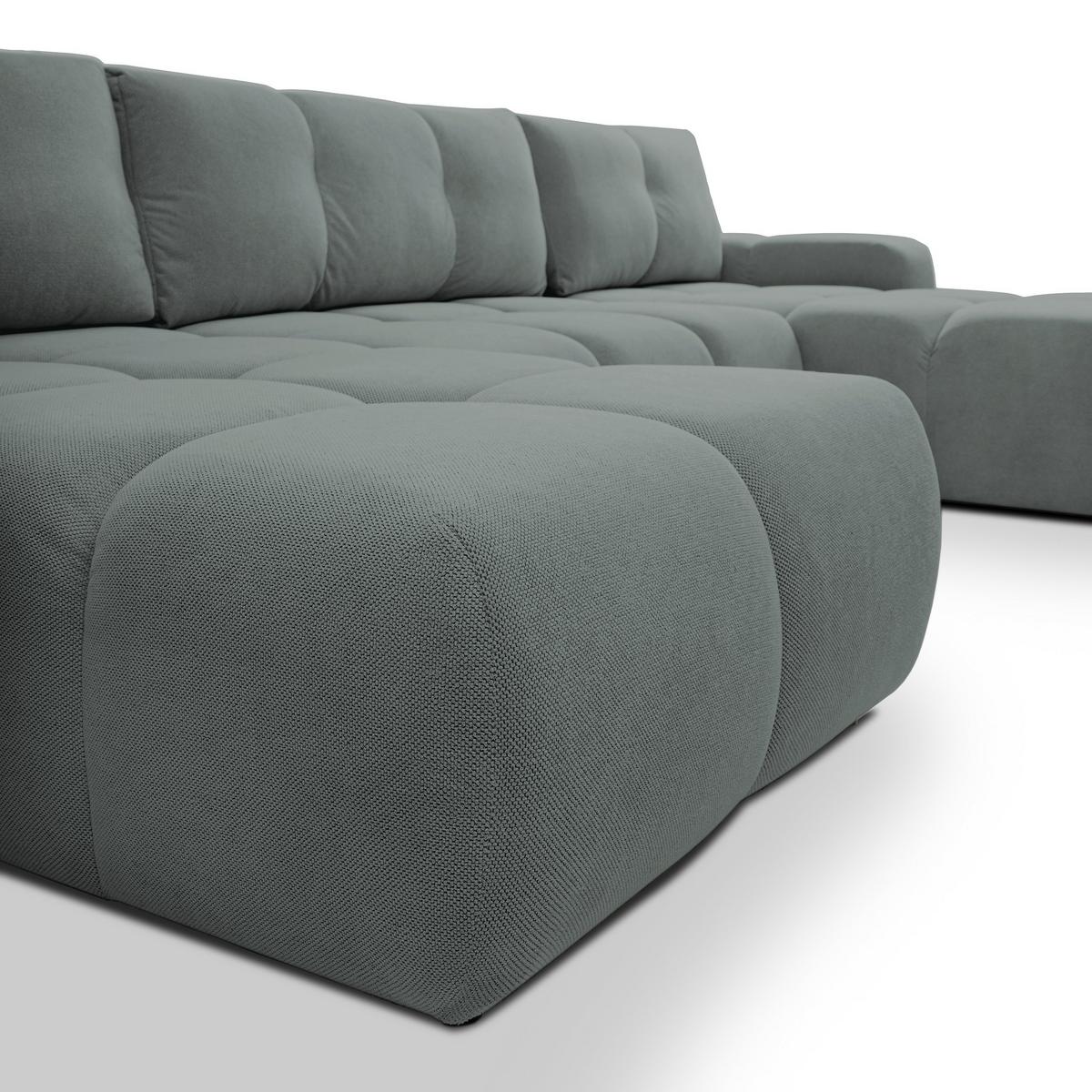 WOHNLANDSCHAFT DUCA U Grau Jersey mit Schlaffunktion - Grau, Holz (359/88/177cm) - MASSENO