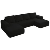 WOHNLANDSCHAFT TRENTINO U Schwarz Boucle - Schwarz, Kunststoff/Textil (334/91/163cm) - MKS