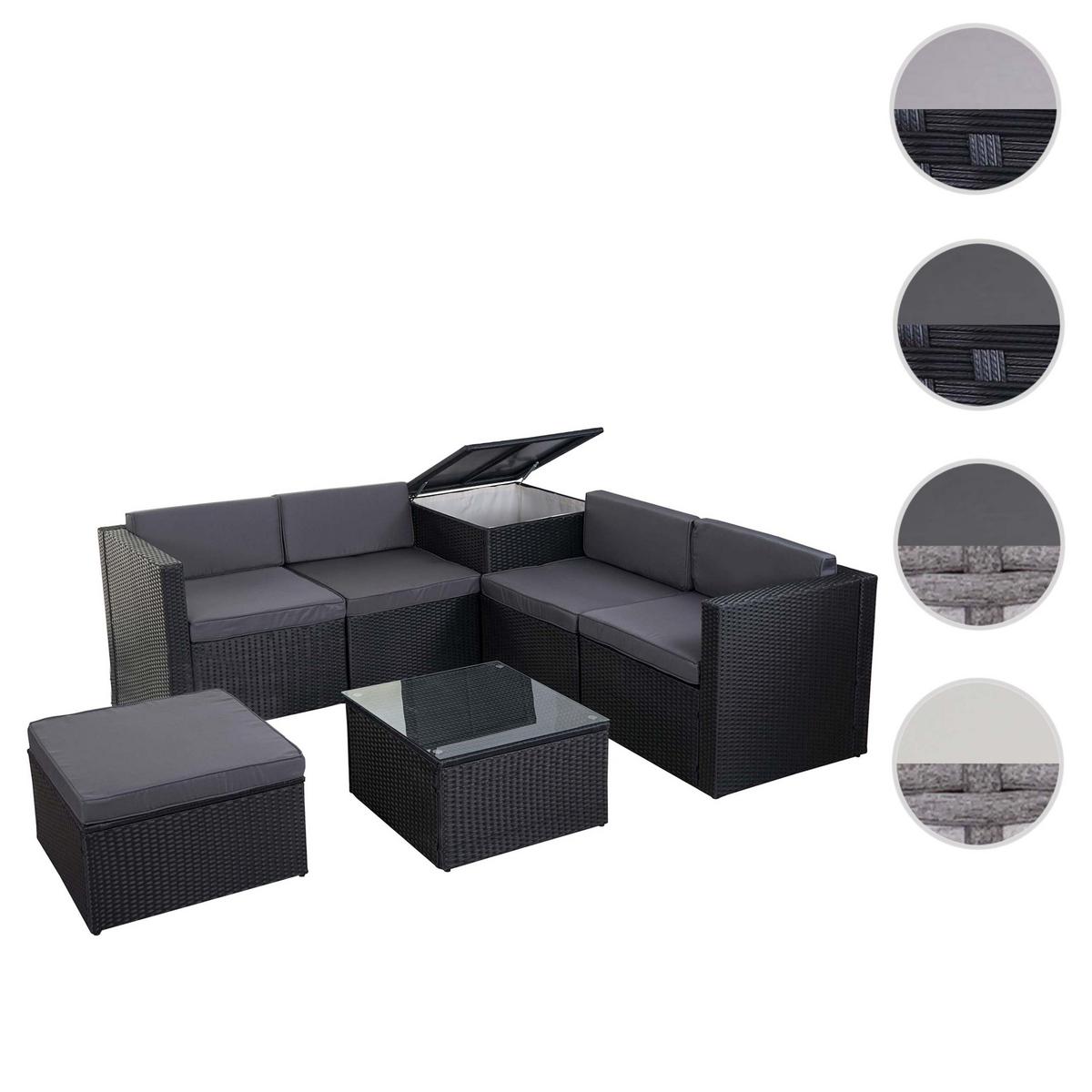 POLY-RATTAN-GARNITUR STAUFACH Anthrazit - Anthrazit, Kunststoff - MCW