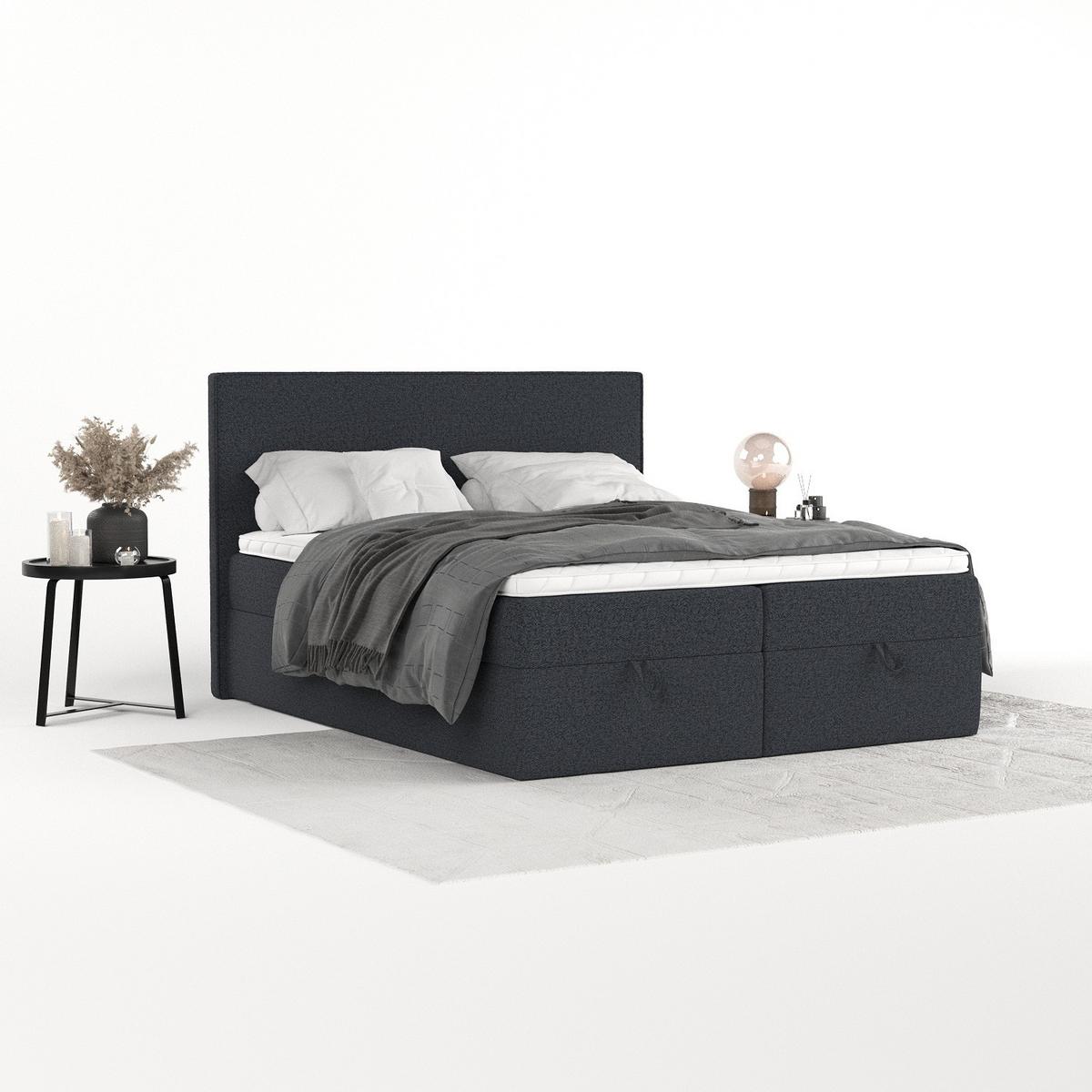 BOXBETT Velma 140/200 cm Anthrazit im Riva Stoff - Anthrazit/Schwarz, Holz/Holzwerkstoff (140/200cm) - AltaBeds