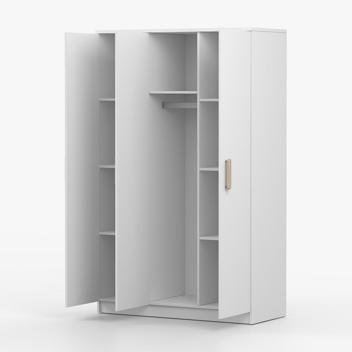 KLEIDERSCHRANK Jonas I 2D 19, 120/192/50, 3-türig, weiß - Weiß/Sonoma Eiche, Holzwerkstoff (120/194/50cm) - imoebel24