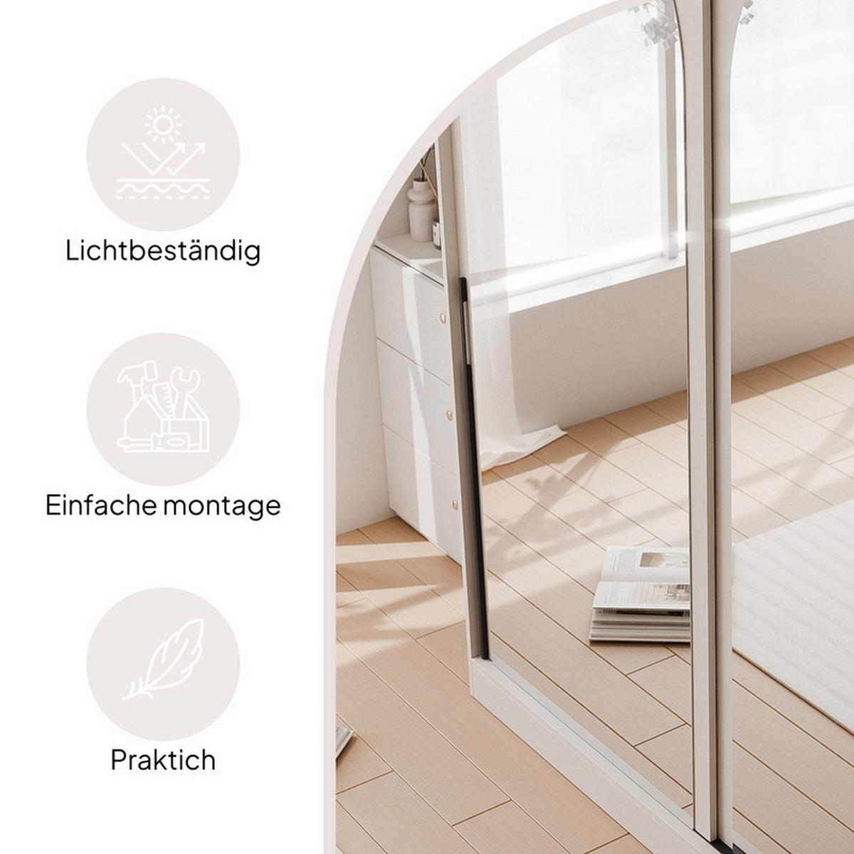 SCHWEBETÜRENSCHRANK CLARITY 2-türig 150/65/215 cm Kaschmir / schwarze Griffe - Kaschmir/Schwarz, Holzwerkstoff/Kunststoff (150/215/65cm) - Idohome
