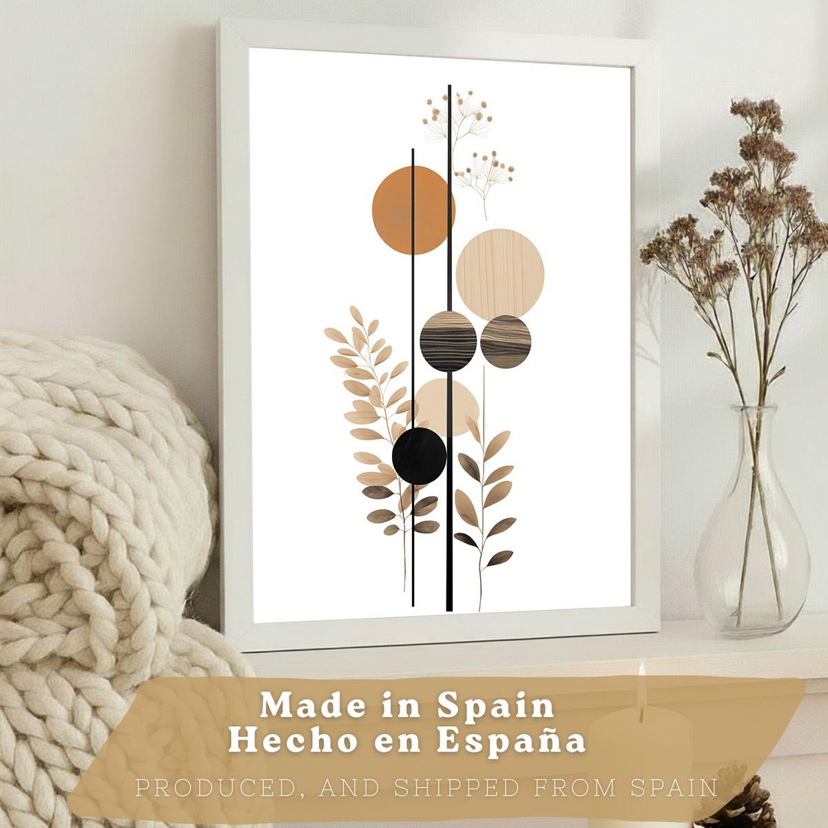 POSTER 3er-Set Wandbilder Geometrische Blumen modern Wohnzimmer Deko, Schlafzimmer, Küche, Badezimmer Weißer Rahmen A4 - Weiß, Papier (29.7/1/21cm) - Nacnic