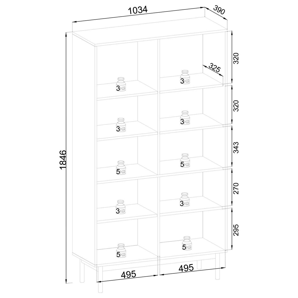 VITRINE GIAPPONESE 184,6 / 103,4 cm in Eichefarben - Eichefarben, Holzwerkstoff (103.4/184.6/39cm) - MASSENO