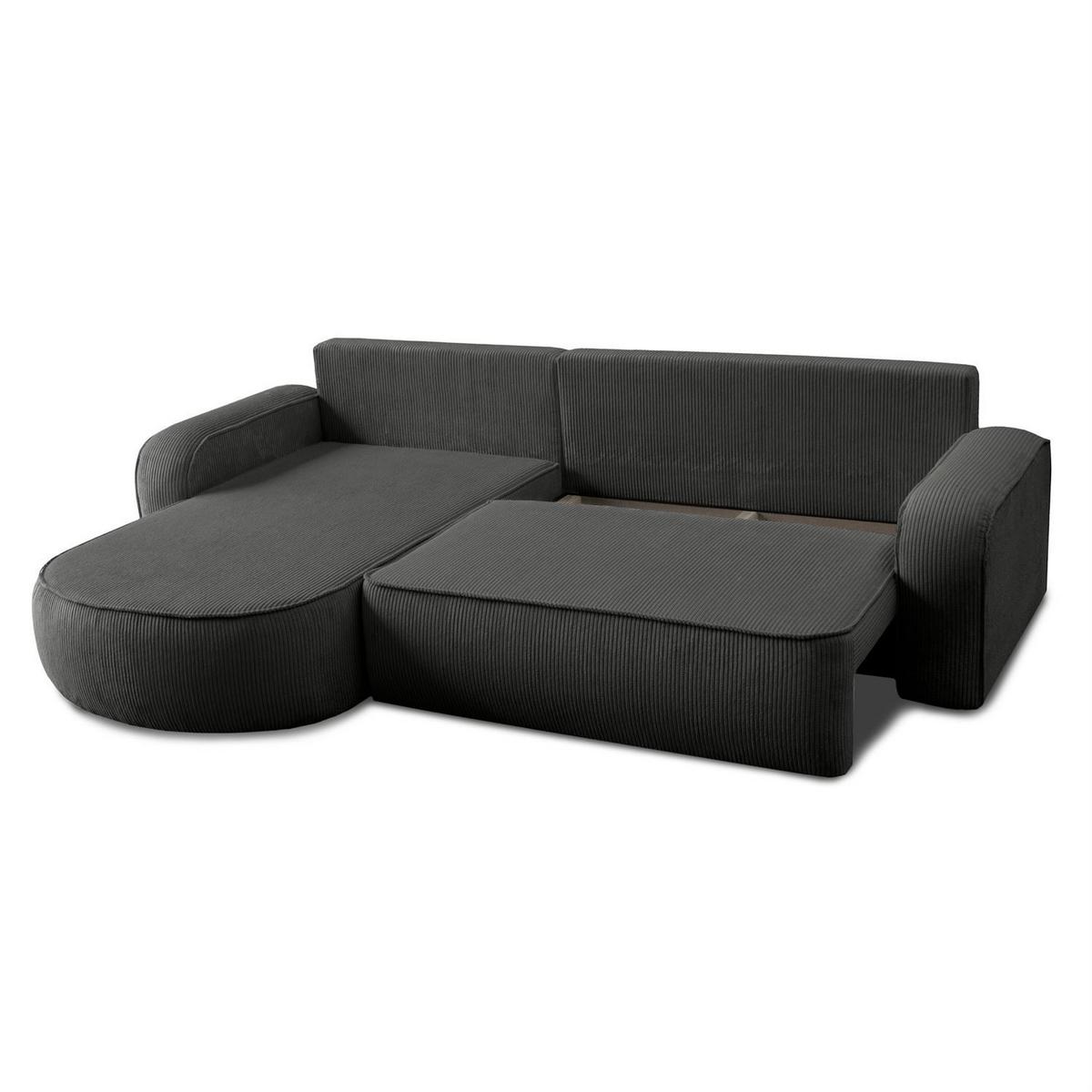 ECKSOFA VENUS mit Schlaffunktion und Bettkasten, Poso 34 - Dunkelgrau, Textil (275/178cm) - Lookway