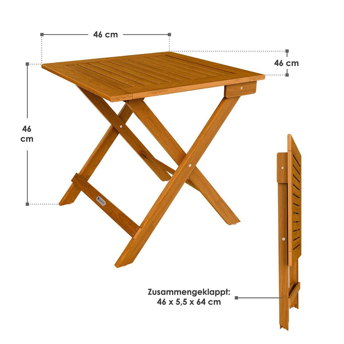 GARTENBEISTELLTISCH Zadar natur 46x46x46 cm - Naturfarben, Holz (46/46/46cm) - Juskys