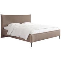 POLSTERBETT Pillow Rise mit Bettkasten, Lattenrost & hohen Metallfüßen in Braun Chenille 200x200 cm - Birkefarben/Schwarz, Holz/Holzwerkstoff (200/200cm) - WFL GROUP