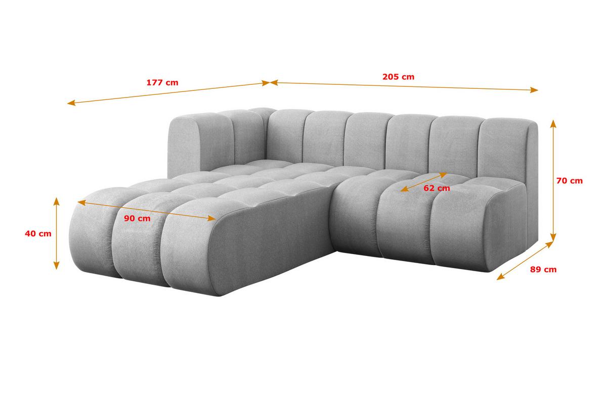 ECKSOFA modulares Sofa Darnel-L1 - 205x177x70 cm Grau - Hellgrau, Holzwerkstoff/Textil (205/177cm) - ALTDECOR