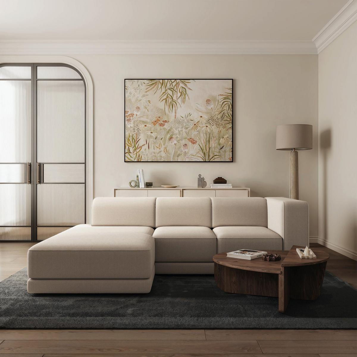 ECKSOFA Novals L-Form, 4-Sitzer, links 278 cm - Beige/Schwarz, Holz/Kunststoff (278/168cm) - Selsey