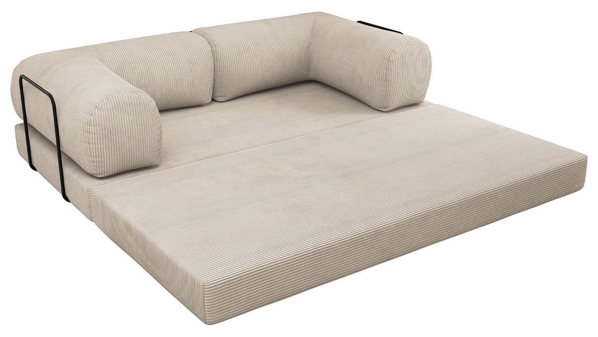 3-SITZER SOFA ORSETTO - Creme Cord - Creme/Schwarz, Textil/Metall (200/70/100cm) - MKS