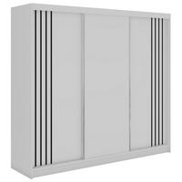SCHWEBETÜRENSCHRANK mit Lamellen und Schubladen NAURU - 240 - Weiß und Schwarz - Schwarz/Alufarben, Holzwerkstoff/Metall (240/216/61cm) - MKS