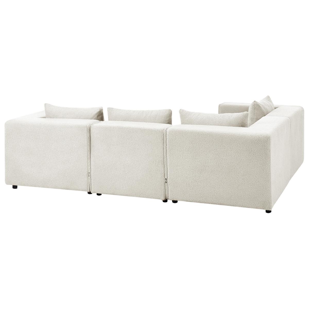ECKSOFA Modul 4-Sitzer rechtsseitig Cremeweiß Bouclé Axebo - Creme/Weiß, Textil (258/188cm) - Beliani