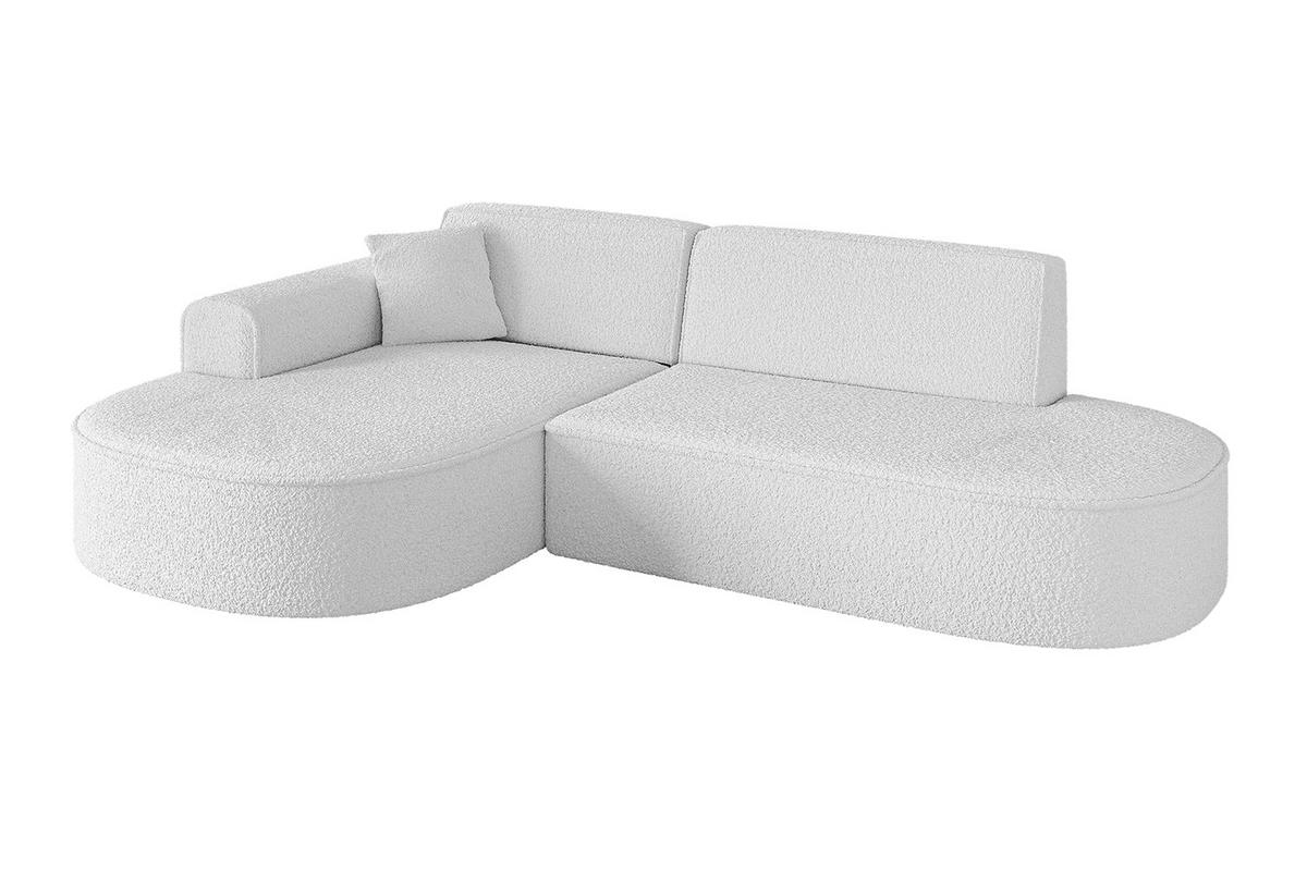 ECKSOFA Ottomane Links MARI-L1 - 243x171x79 cm Weiß Bouclé - Schwarz/Weiß, Holzwerkstoff/Kunststoff (163/234cm) - ALTDECOR