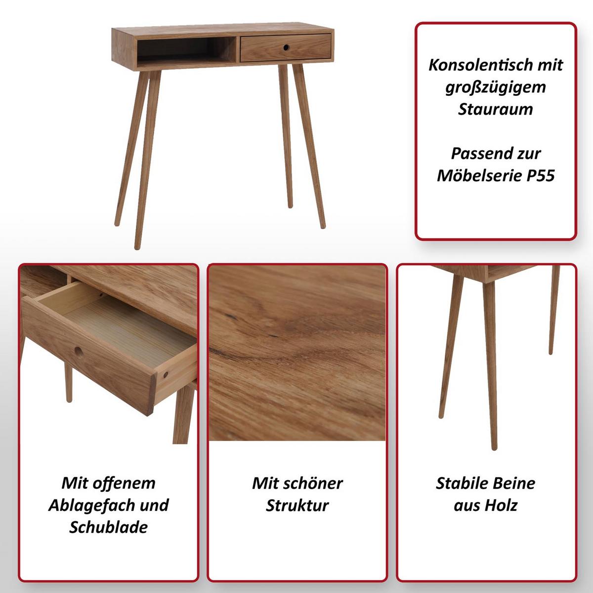 KONSOLENTISCH rechteck Braun - Braun, Holz (34/80/80cm) - MCW