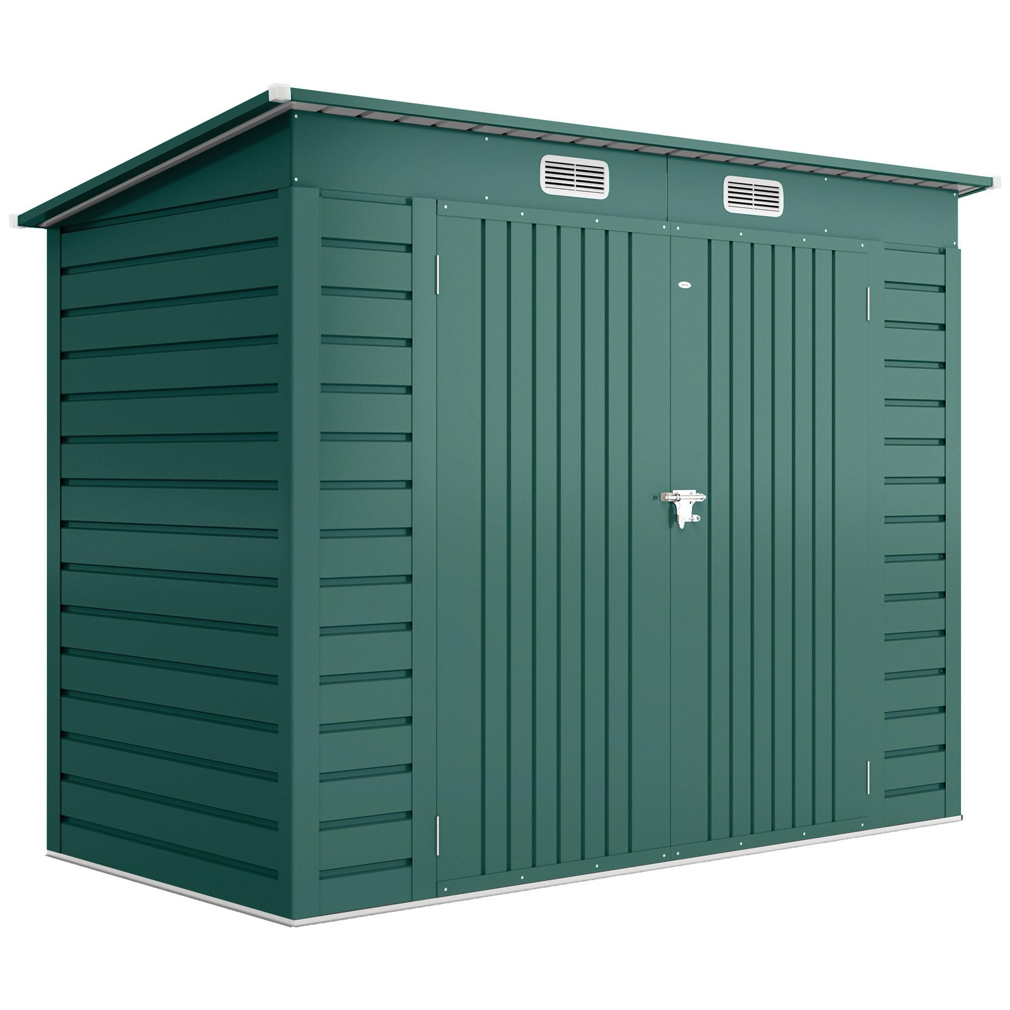 GERÄTEHAUS Stahl 249 x 121 x 166/183 cm - Grün, Metall (121/183/249cm) - Outsunny