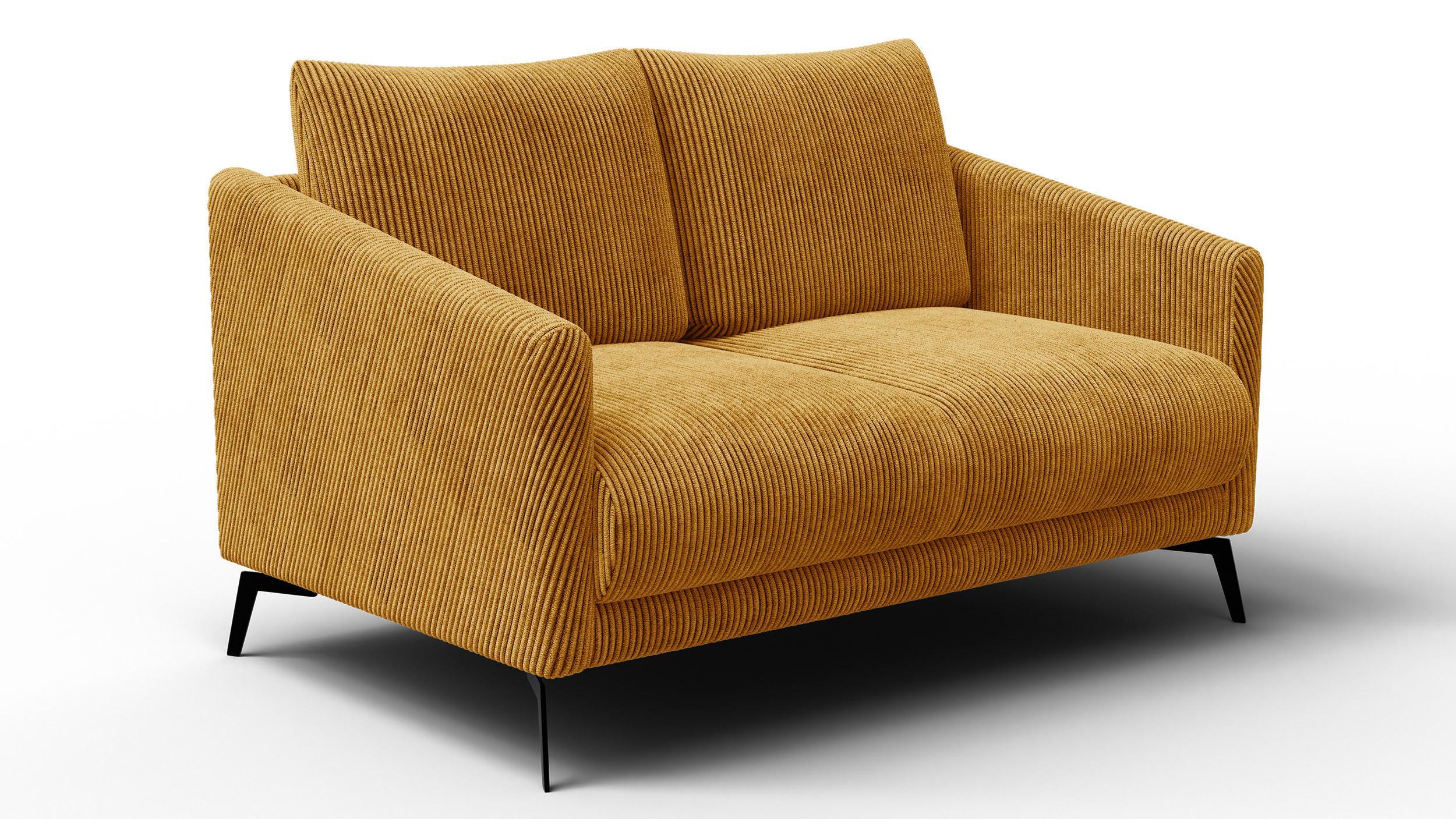 SOFA VILT 2-Sitzer, safran - Gelb/Schwarz, Holzwerkstoff/Textil (142/89/94cm) - Wozimo