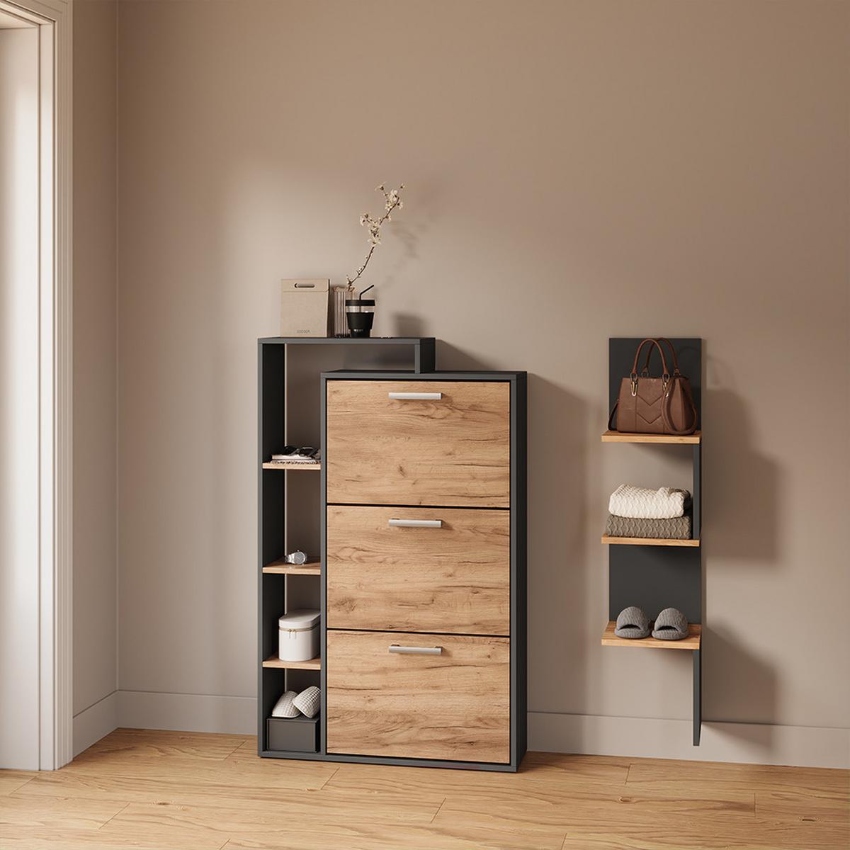 ECKREGAL Vesuvio Anthrazit 28 x 116.4 cm - Anthrazit, Holzwerkstoff (28/116.4/28cm) - Livinity®