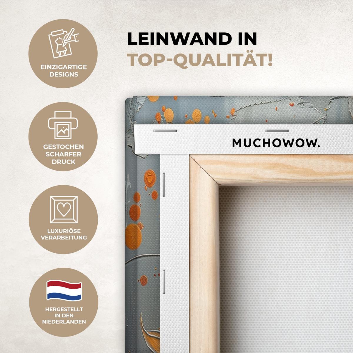 LEINWANDBILD 3er Set Blume - Gold - Abstrakt - Farbe 180x120 cm - Creme, Textil (180/120cm) - MuchoWow