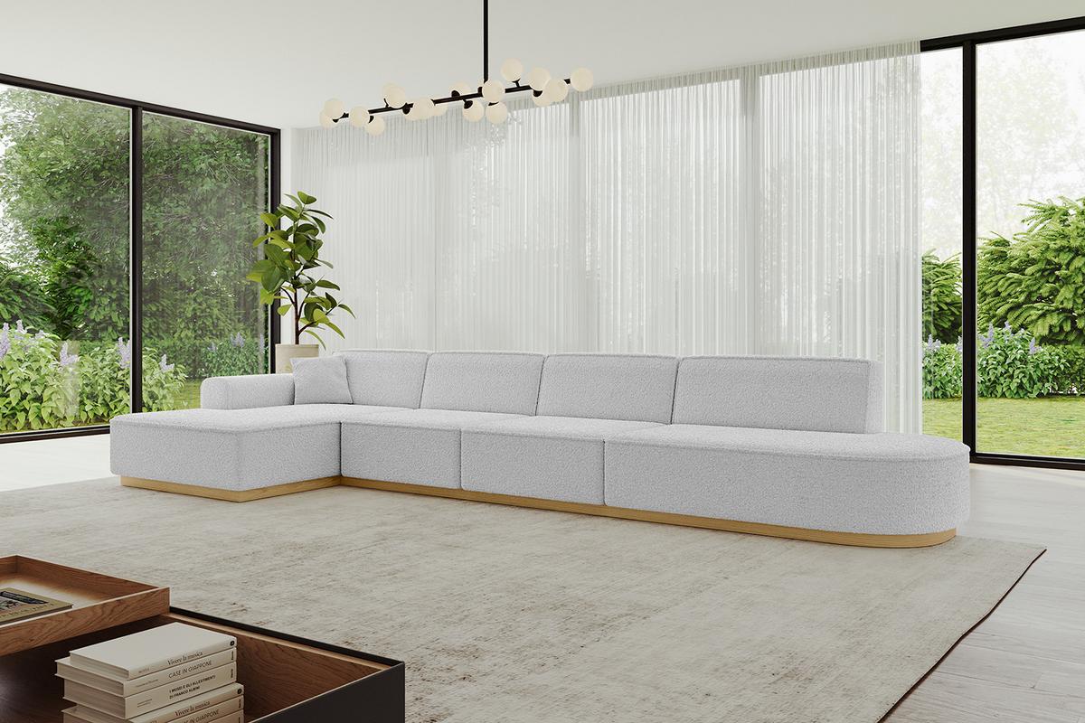 ECKSOFA Ottomane Links IREA-L3-v2 - 412x165x80 cm Hellgrau - Hellgrau, Holzwerkstoff/Textil (412/165cm) - ALTDECOR