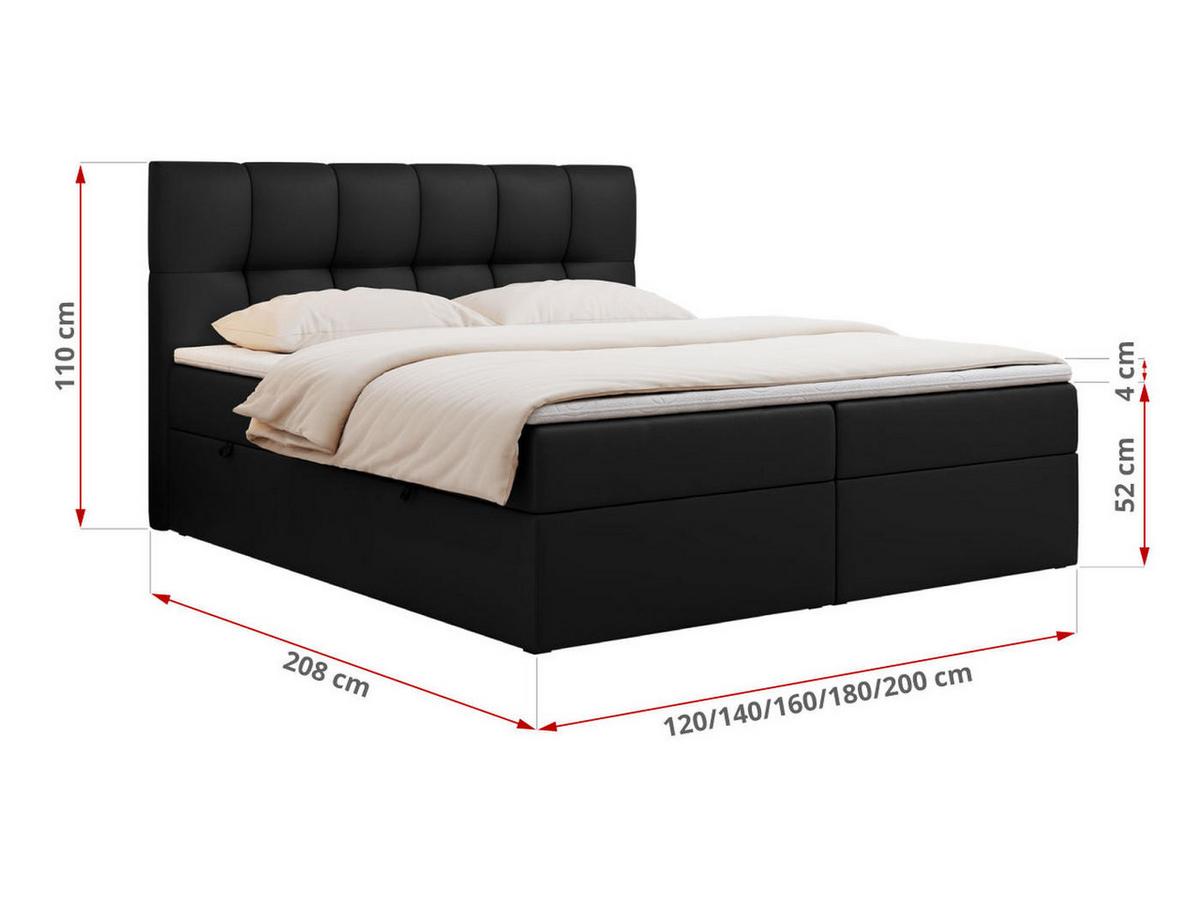 BOXBETT RICO 200/200 Schwarz Kunstleder - H4 - Schwarz, Holz/Textil (200/200cm) - MKS