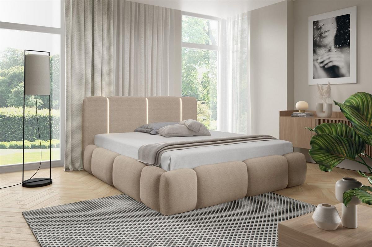 POLSTERBETT Springs - Hellbraun, Holzwerkstoff/Textil (160/200cm) - Fun Möbel