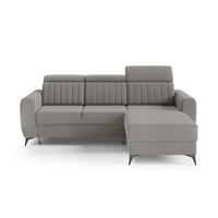 ECKSCHLAFSOFA Connor I verstellbare Kopfstützen, Dunkelbeige - Beige/Schwarz, Textil (238/176cm) - Beautysofa