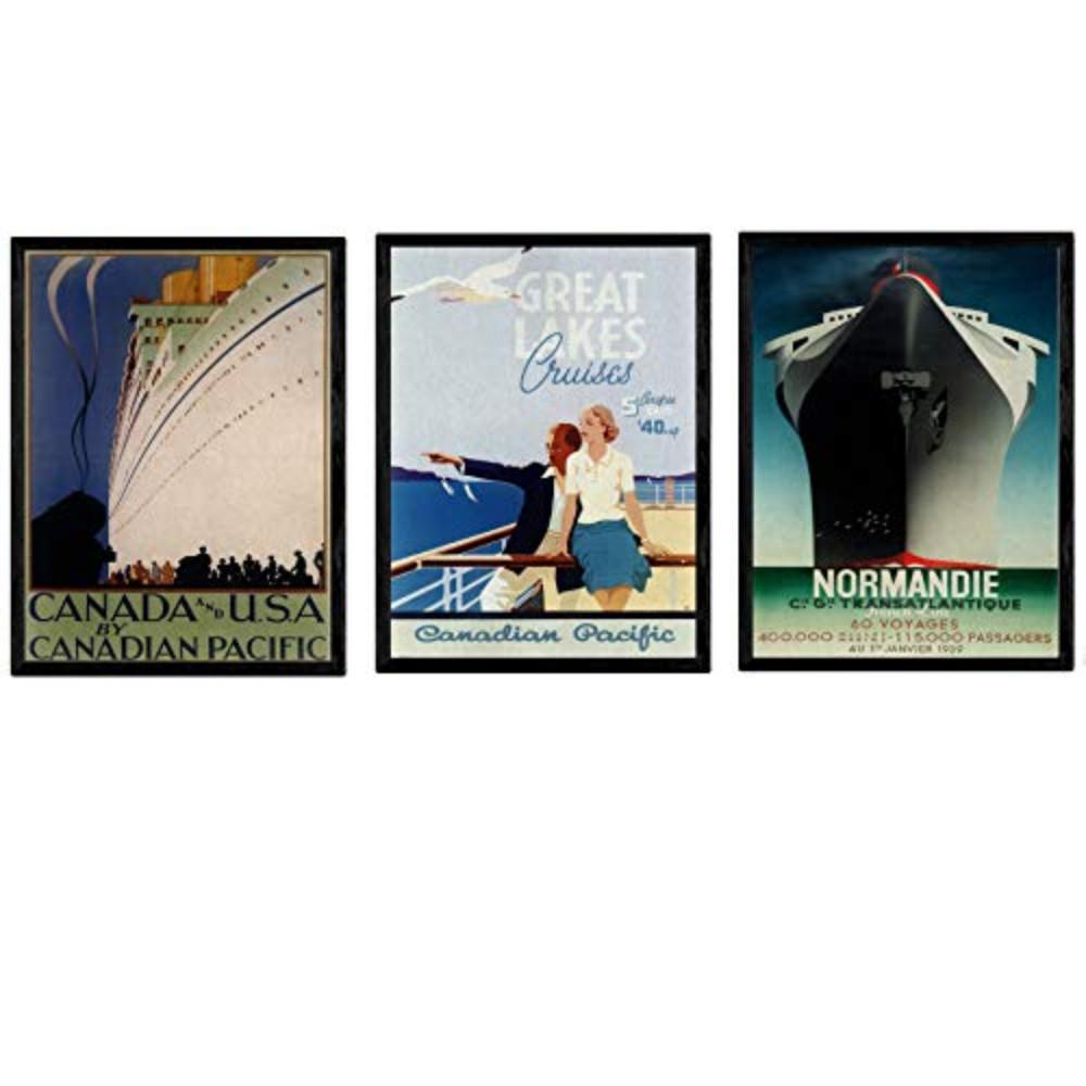 POSTER Set Mit 3 Drei Jahrgang Blätter Kreuzfahrt A3 Rahmenlos - Klar, Papier (29.7/5/42cm) - Nacnic