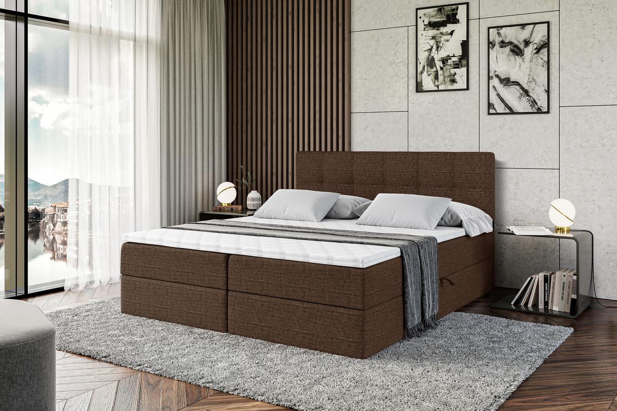 BOXBETT mit Matratze H4 und Lattenrost - MARCE - 140x200 - H4 - Braun - Braun, Holzwerkstoff (140/200cm) - ALTDECOR