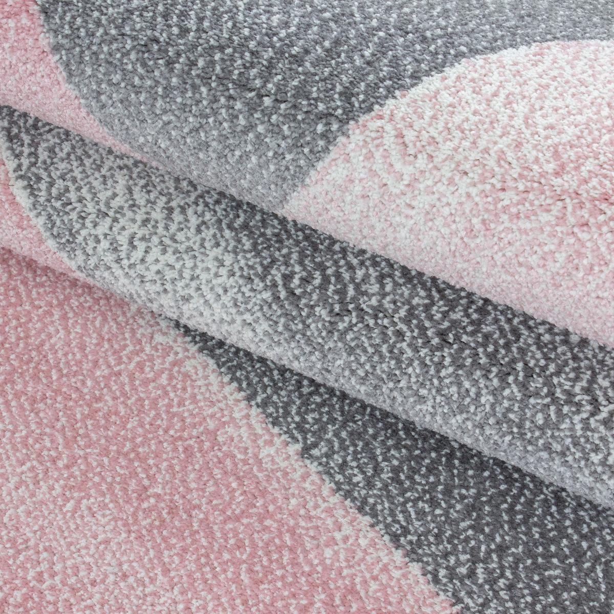 TEPPICH Kurzflor ANDALO in Rosa, geometrisch, aus Polypropylen, 80 x 250 cm - Rosa, Textil (250/80cm) - KADIMA DESIGN