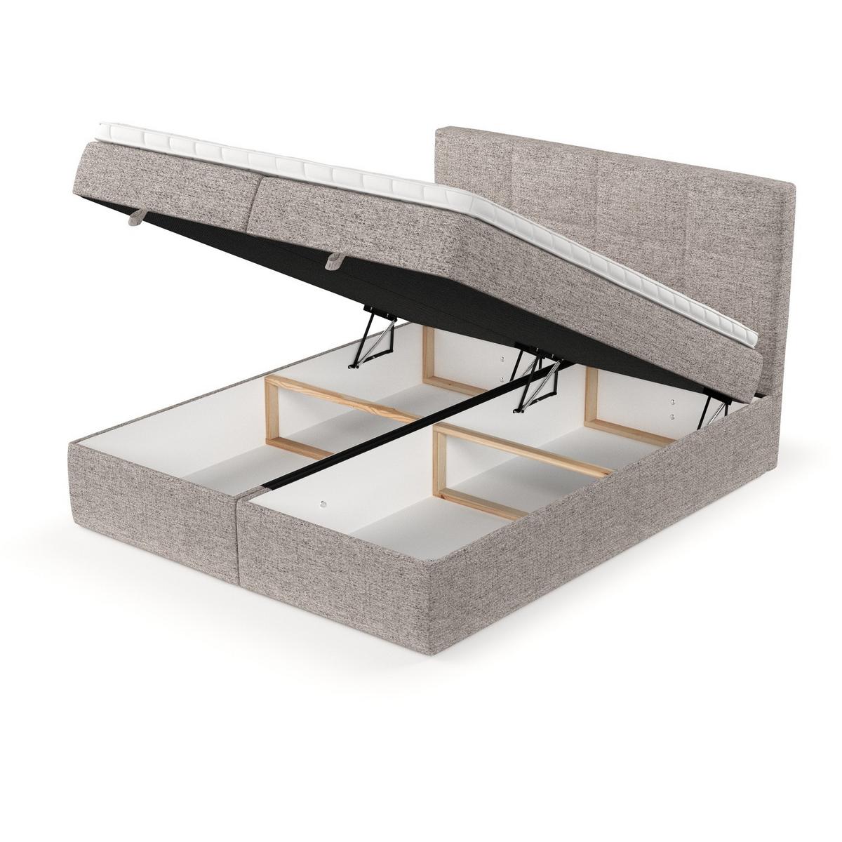 BOXBETT Velto 160/200 cm Beige im Neve Stoff - Beige/Schwarz, Holz/Holzwerkstoff (160/200cm) - AltaBeds