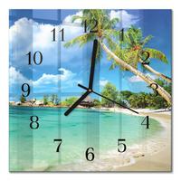 WANDUHR aus Glas 30x30 cm - Strandpalmen - Grün, Glas (30/30/0.4cm) - TULUP