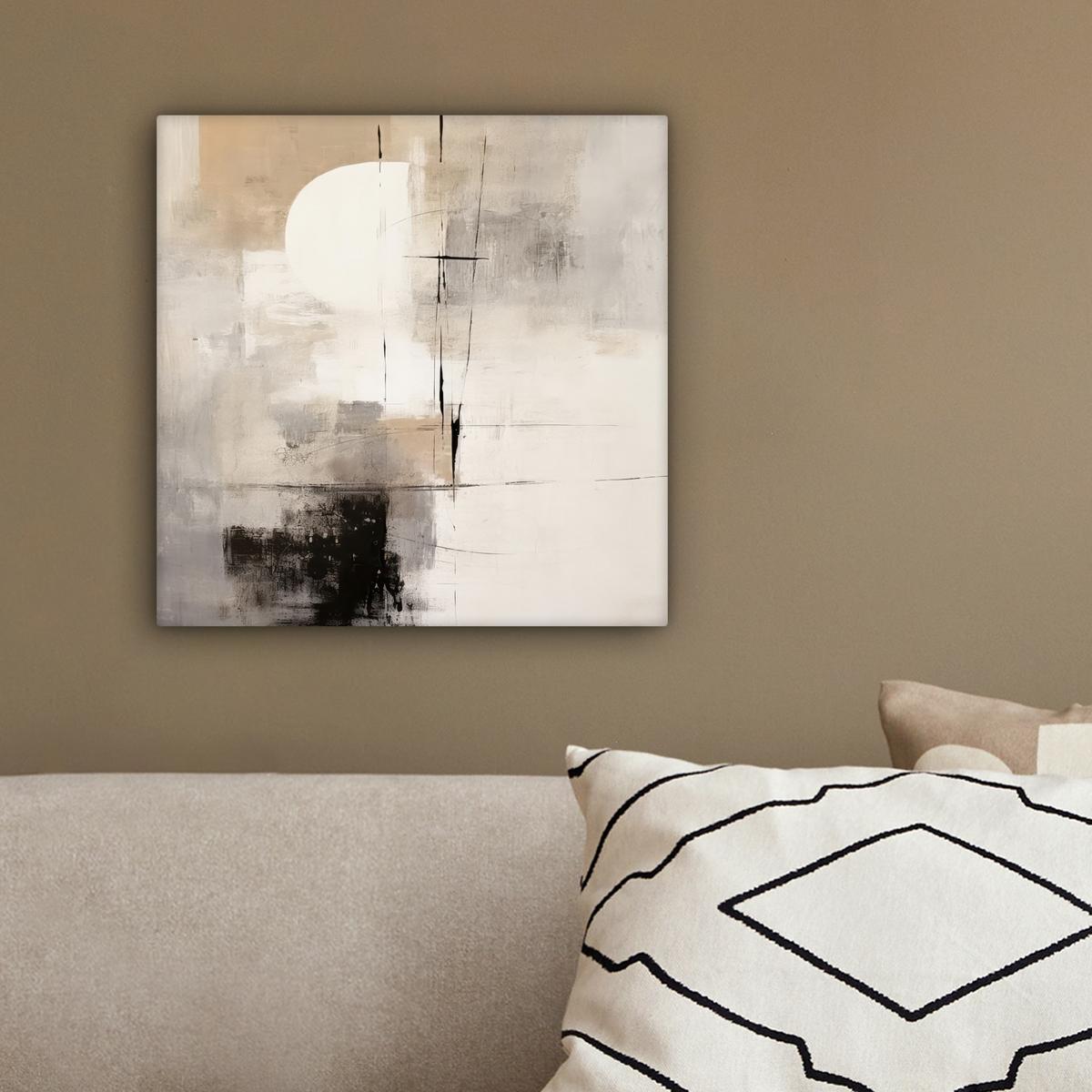 LEINWANDBILD Abstrakt - Kunst - Grau Deko Wohnzimmer 20x20 cm - Hellgrau, Textil (20/20cm) - MuchoWow