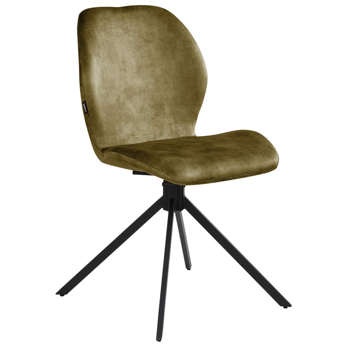 ESSZIMMERSTUHL 4er Set drehbar Samtstoff Grün Morrison - Schwarz/Grün, Textil/Metall (50/86/56cm) - Beliani