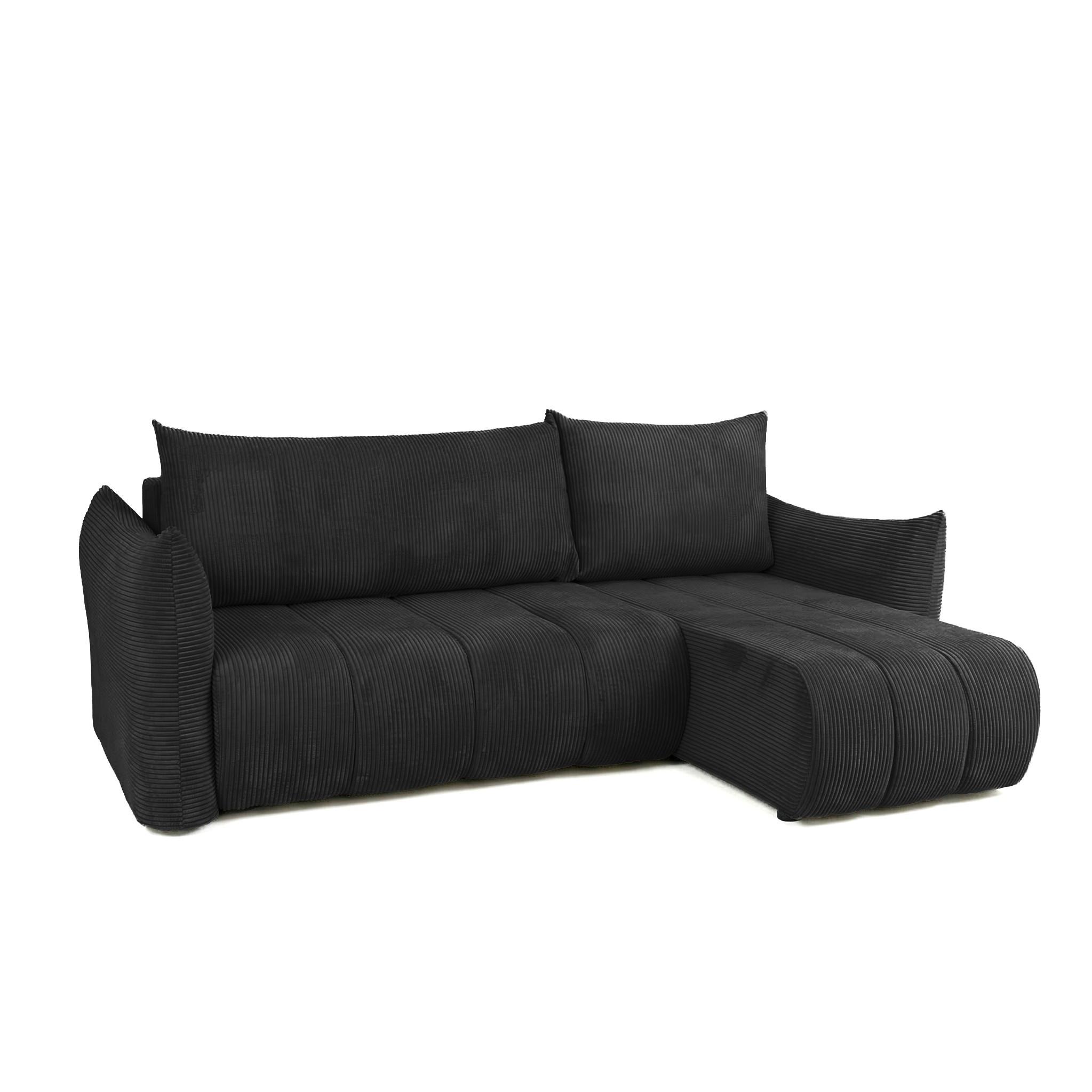 ECKSOFA Ontario Xs Mit Schlaffunktion - Schwarz, Holzwerkstoff/Textil (226/154cm) - Fun Möbel