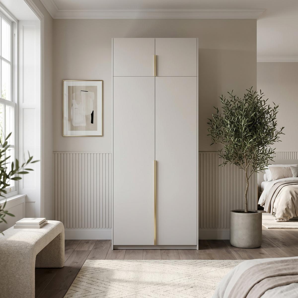 DREHTÜRENSCHRANK AMARA 100/250/58cm 2-türig Kaschmir - Kaschmir/Goldfarben, Holzwerkstoff (100/250/58cm) - MASSENO